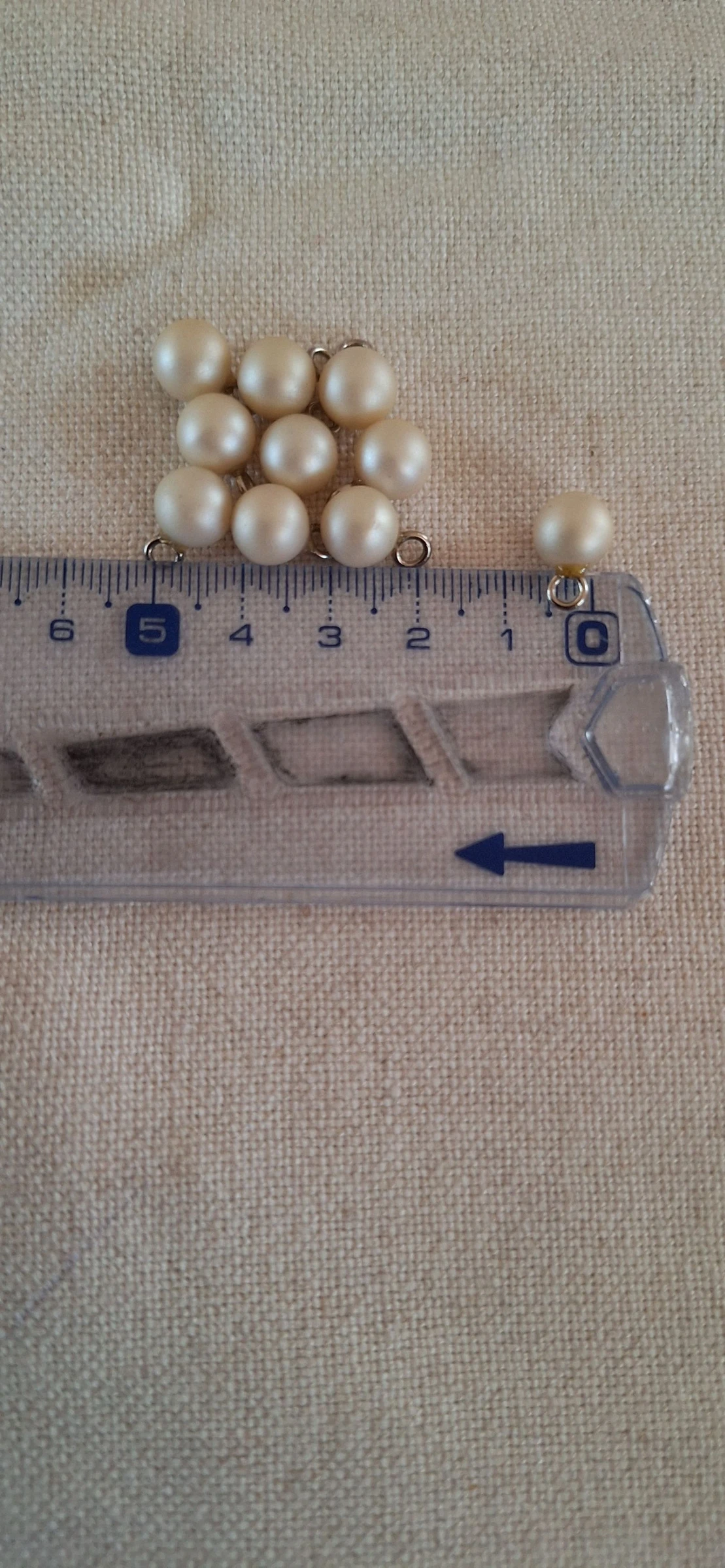 10 boutons 7 mm de couture imitation perles ivoire 